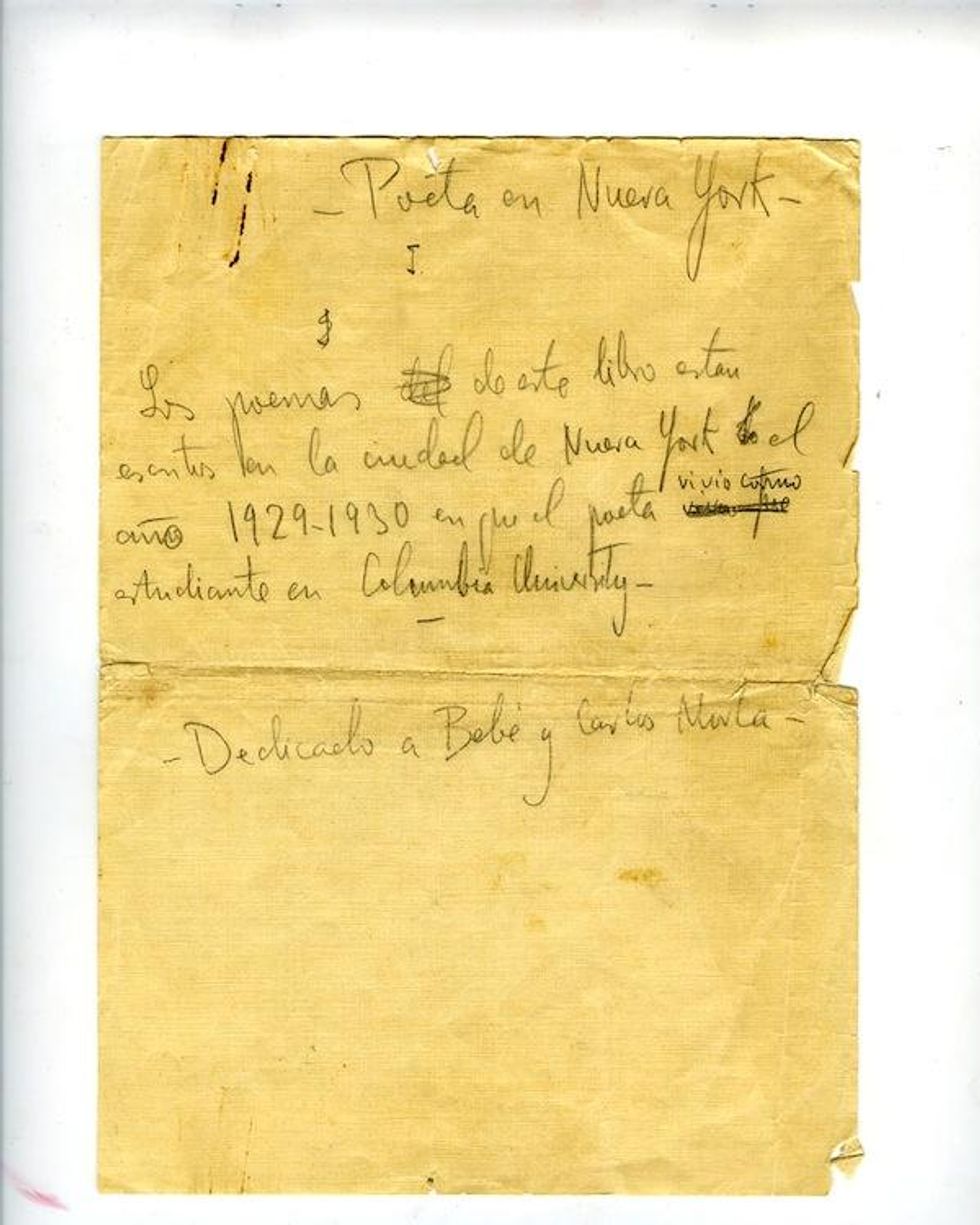 Lorca-firstpageofpoetinnewyork