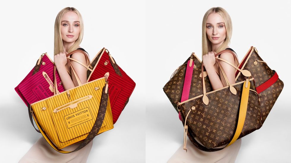 Louis Vuitton's 2024 Neverfull Inside Out campaign featuring actress Sophie Turner