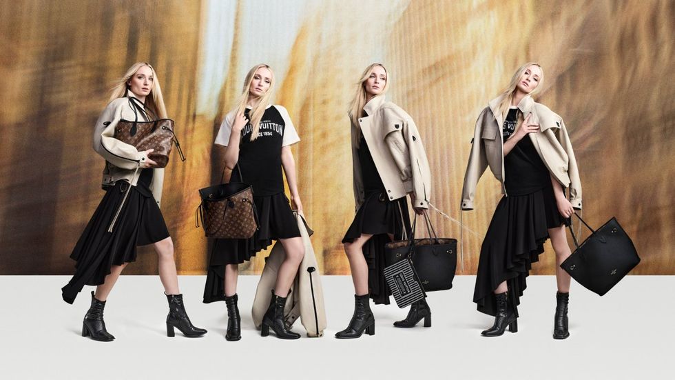 Louis Vuitton's 2024 Neverfull Inside Out campaign featuring actress Sophie Turner