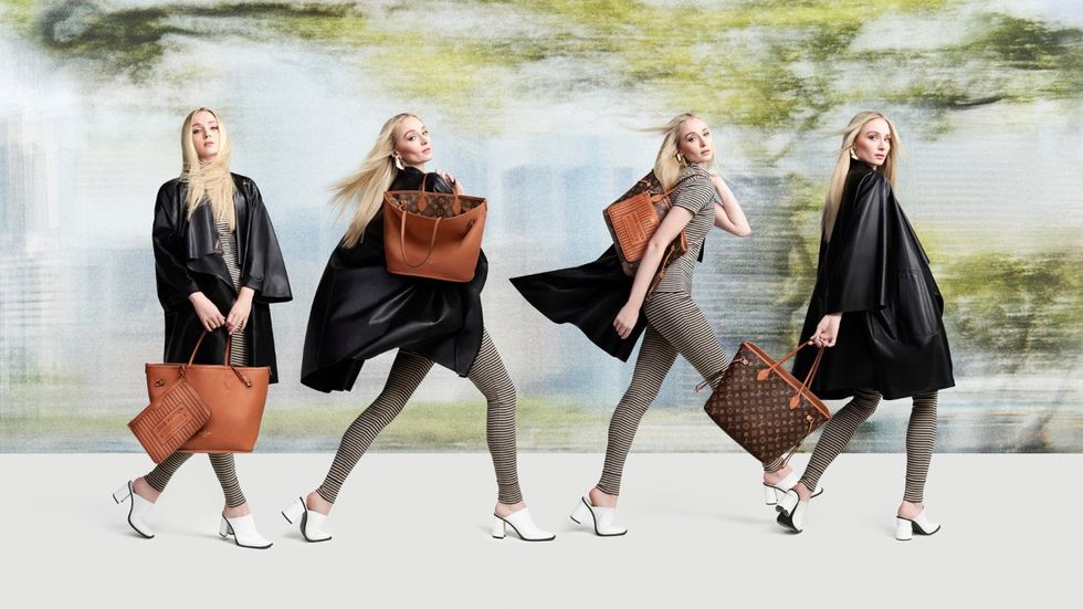 Louis Vuitton's 2024 Neverfull Inside Out campaign featuring actress Sophie Turner