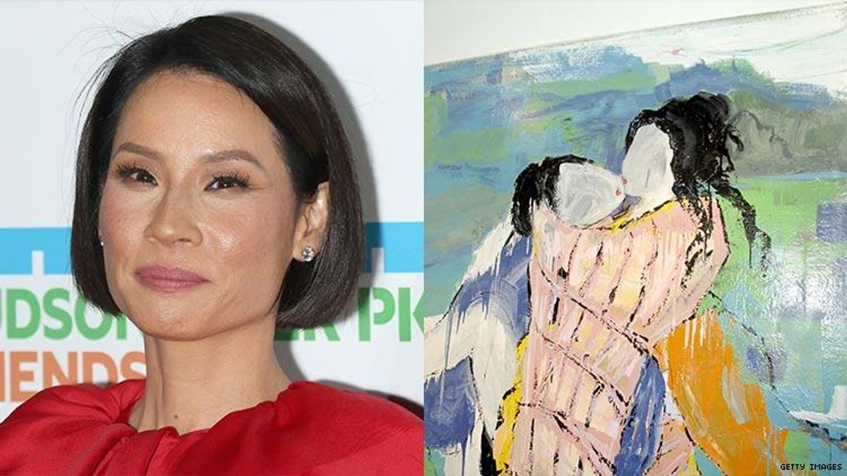 Lucy Liu and a painting