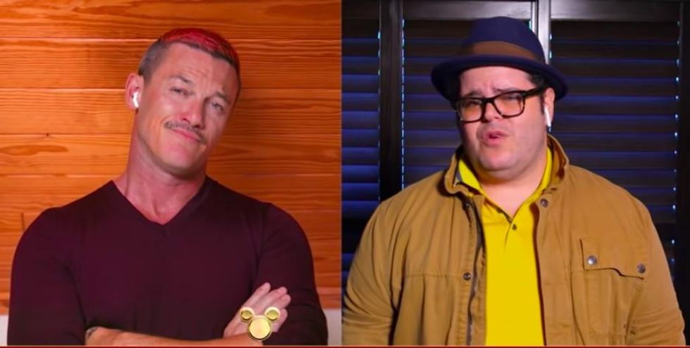 Luke Evans and Josh Gad in Disney