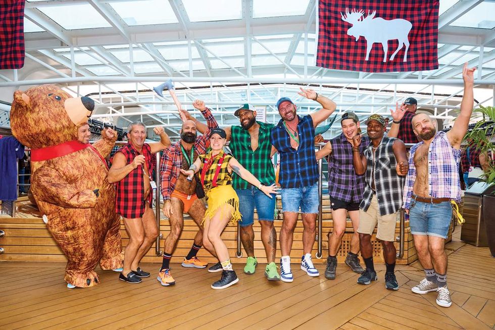 lumberjack theme party on VACAYA gay Alaskan cruise
