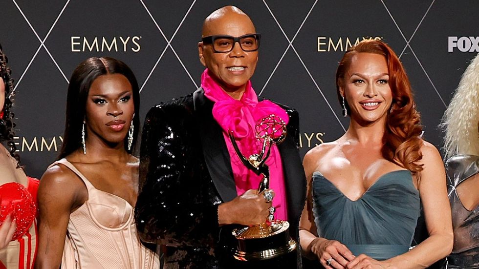 Luxx Noir London, RuPaul, and Sasha Colby at the 75th Primetime Emmy Awards