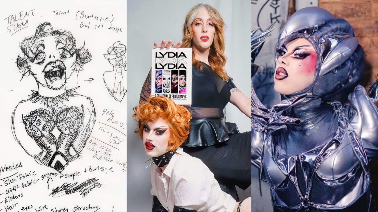 Lydia B Kollins and Ava Grace in promotional image for Lydia Lydia Lydia: A Collection of Photographs, along with drawings and images from inside the book