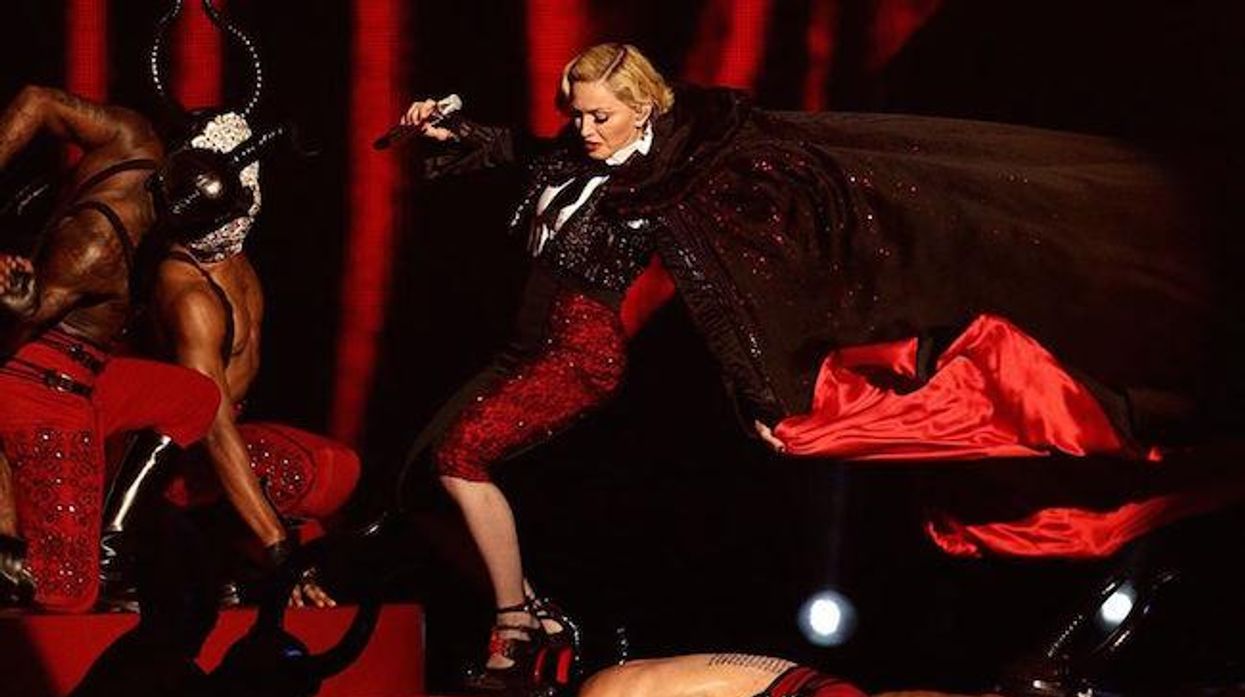 Madonna falls brit awards