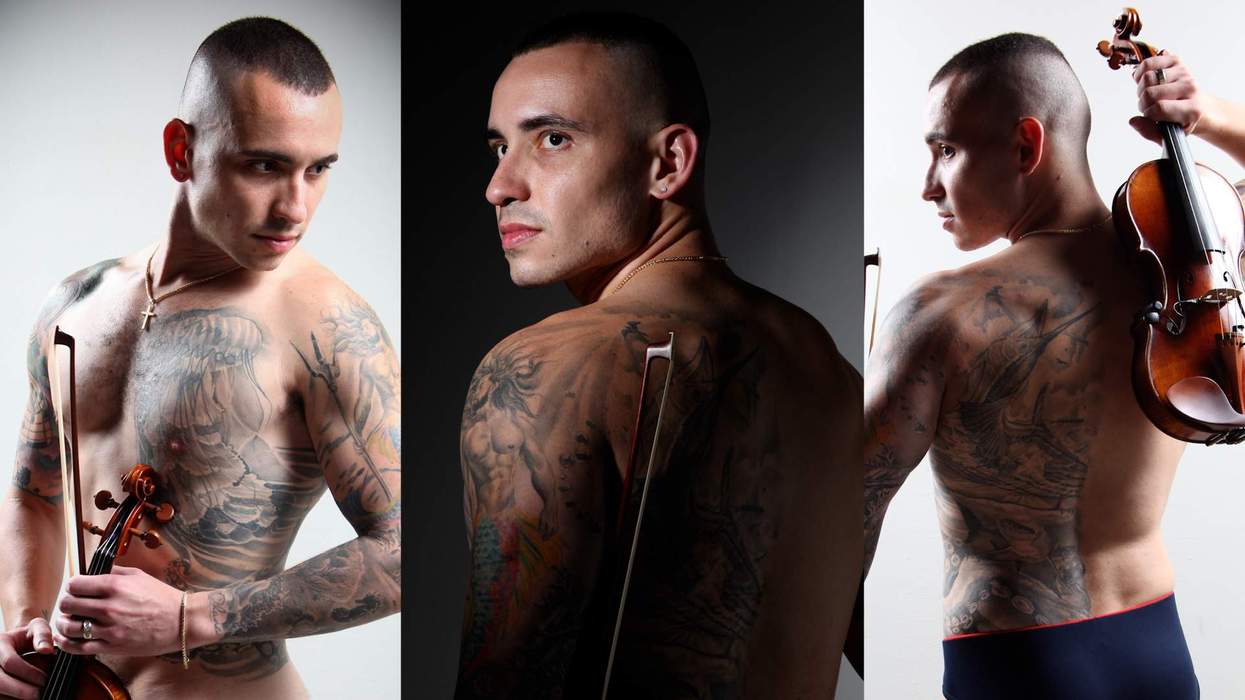 Marcos Aycox as The Tatted Violinist.