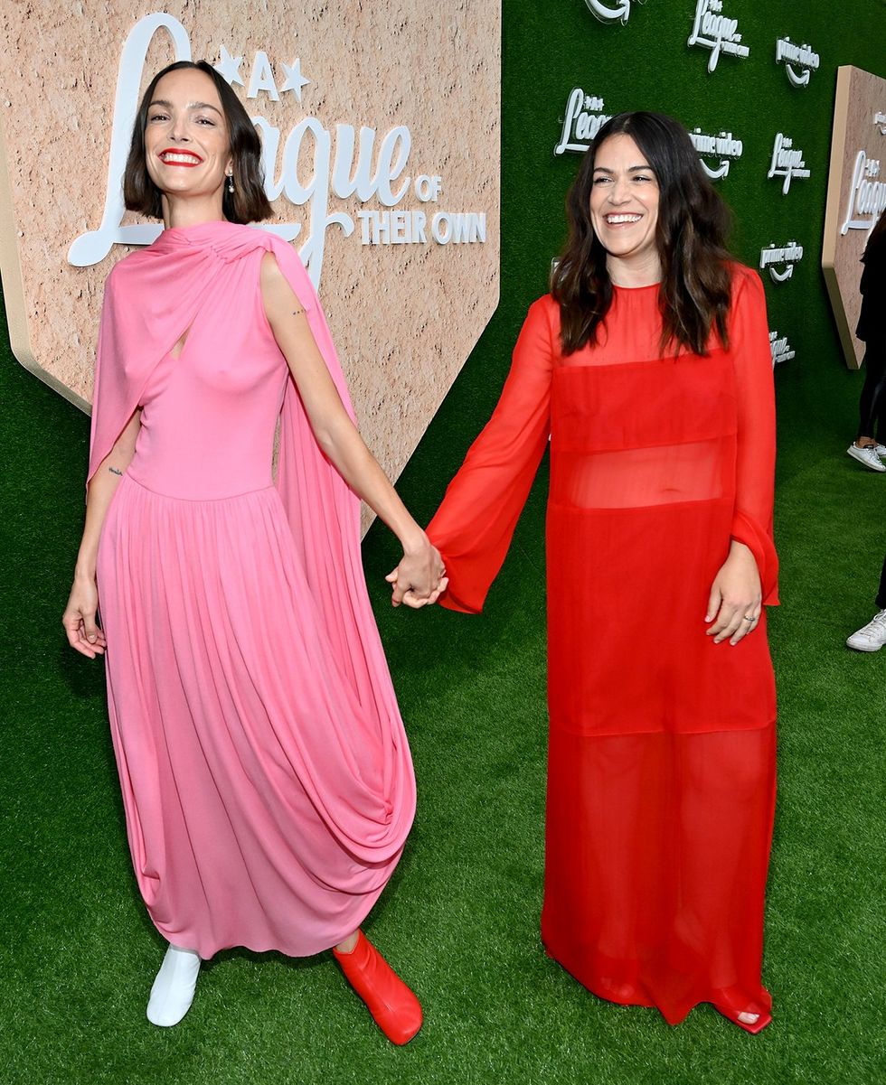 married actors abbi jacobson jodi balfour arrive Los Angeles premiere Amazon Prime series A League of Their Own_RMwebinterior