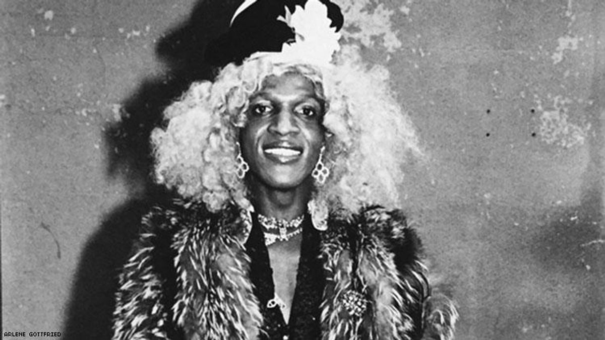 Marsh P. Johnson in blonde wig, 1983
