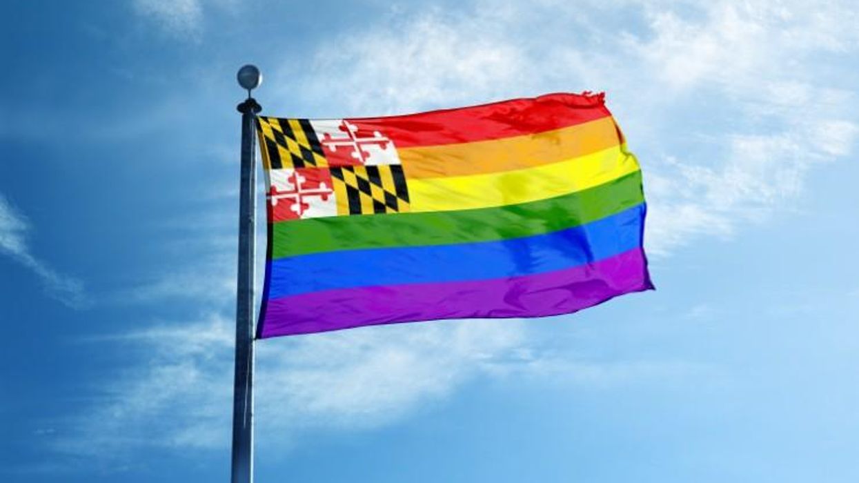Maryland state flag with rainbow flag