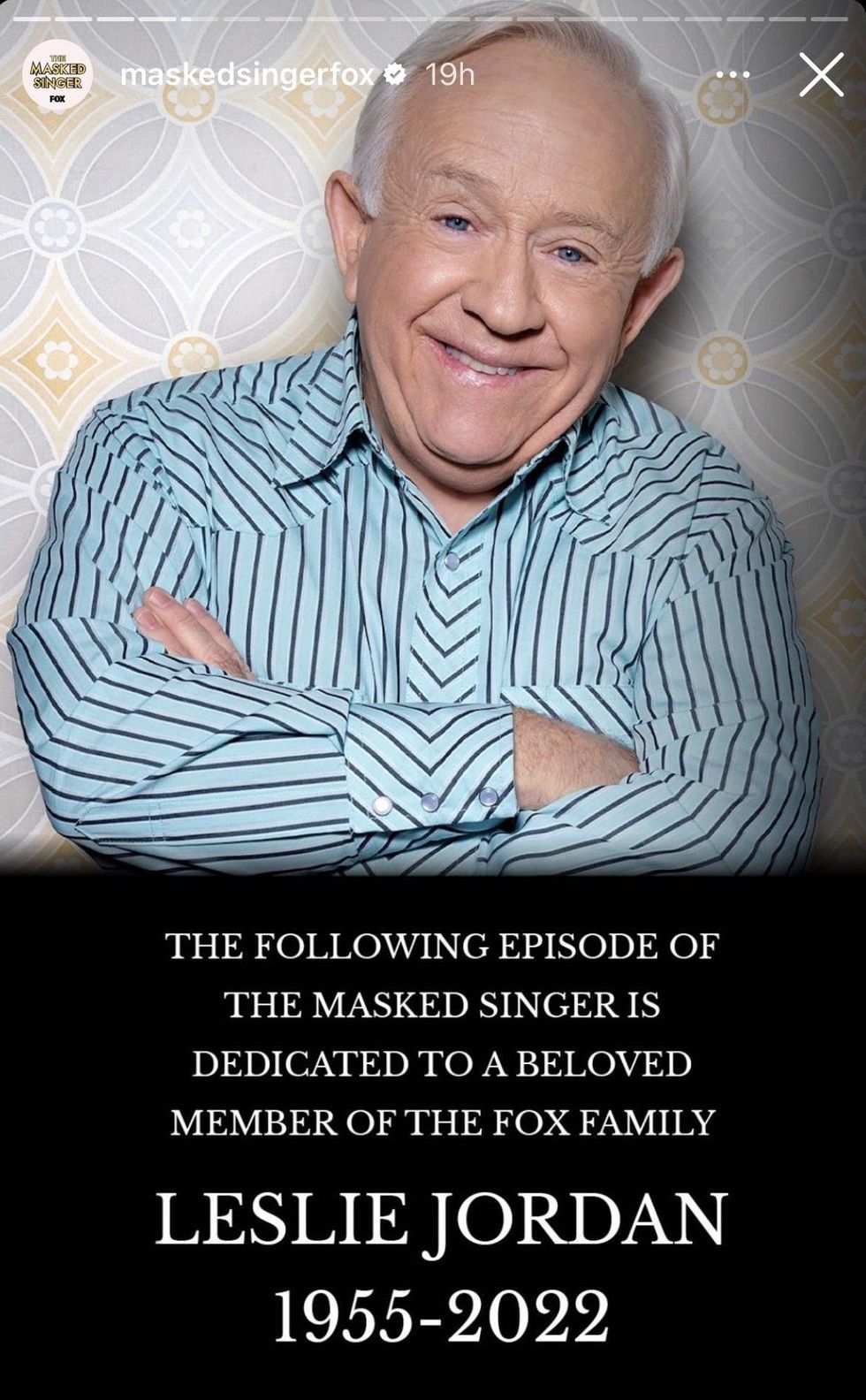 Masked Singer announcement about Leslie Jordan