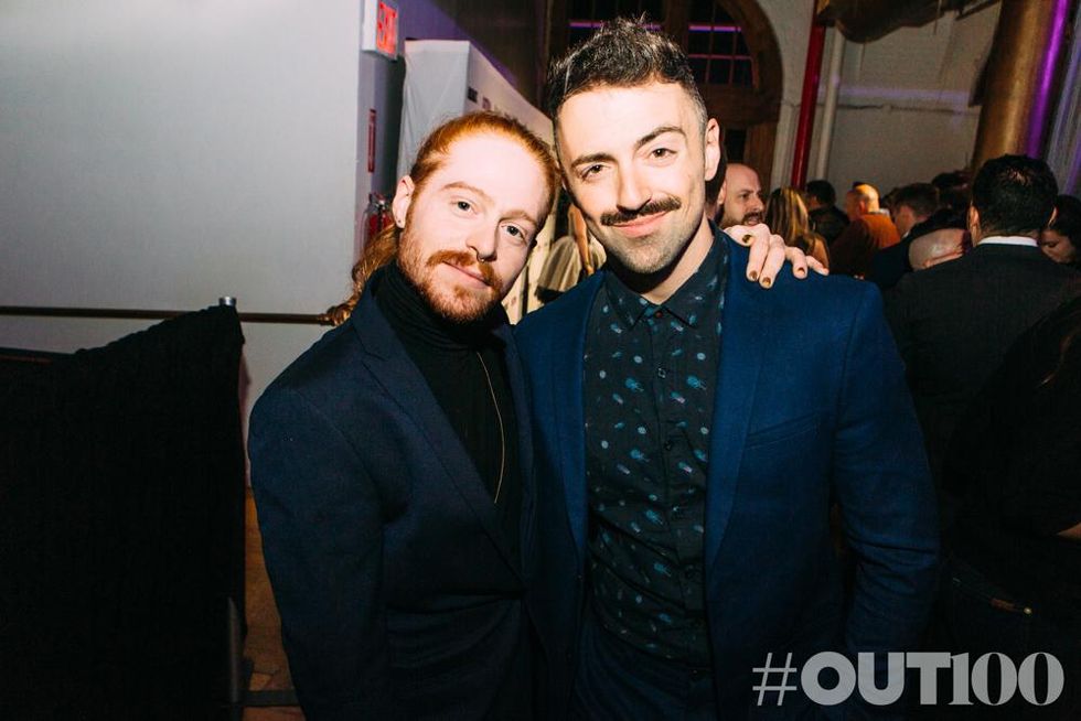 Matteo Lane (right) and guest at the 2017 OUT100 Gala