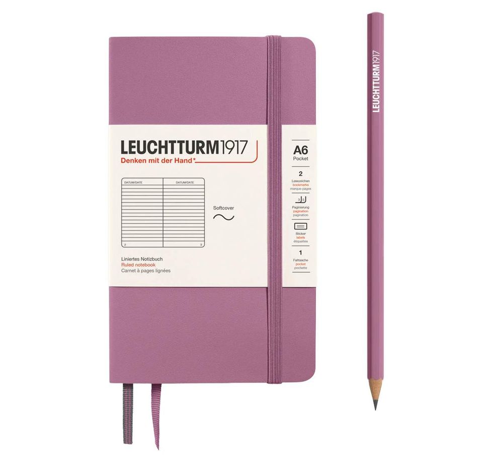 mauve colored Leuchtturm 1917 journal with pencil