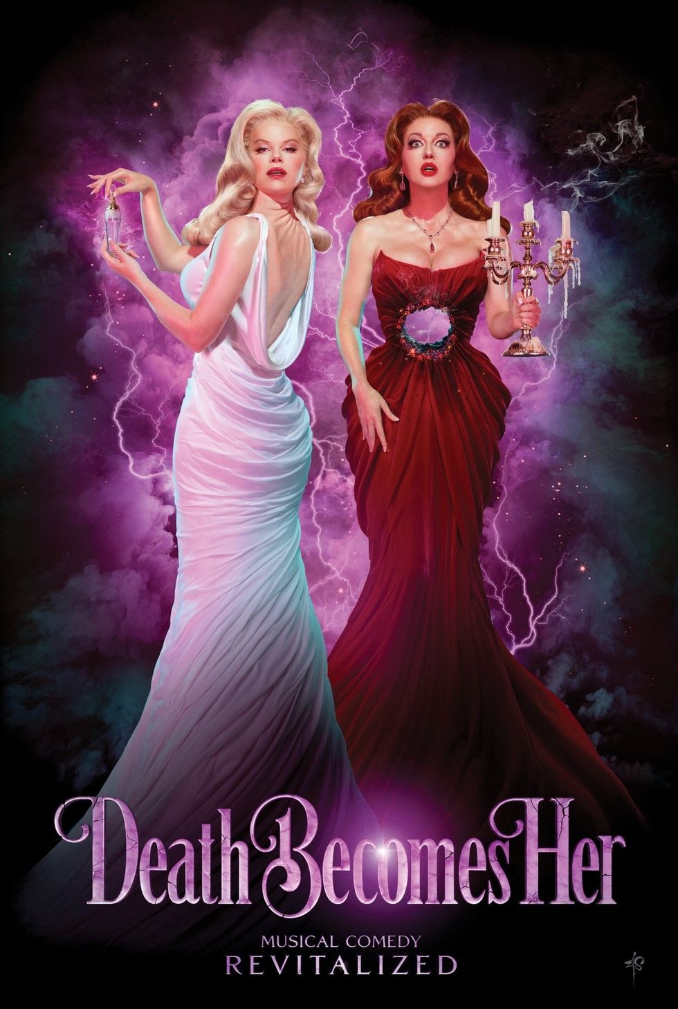 Megan Hilty and Jennifer Simard in the Death Becomes Her musical poster