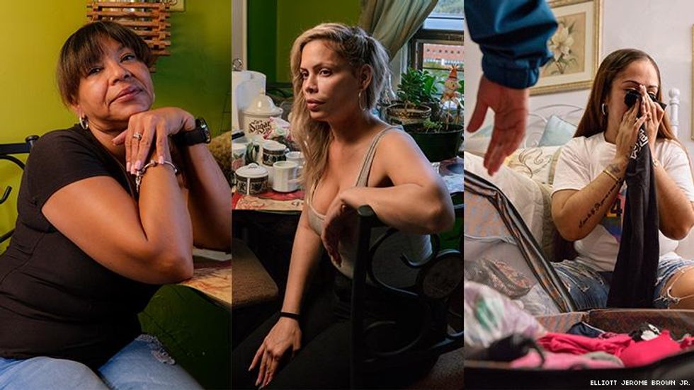 Members of Layleen Polanco's family in a triptych.