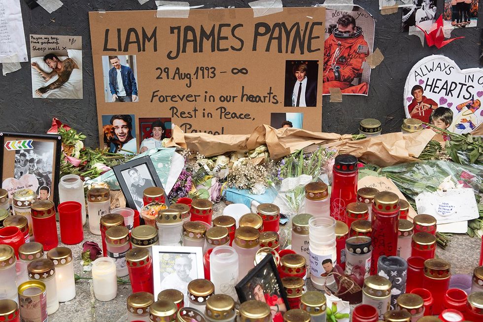 memorial wall for one direction singer Liam Payne