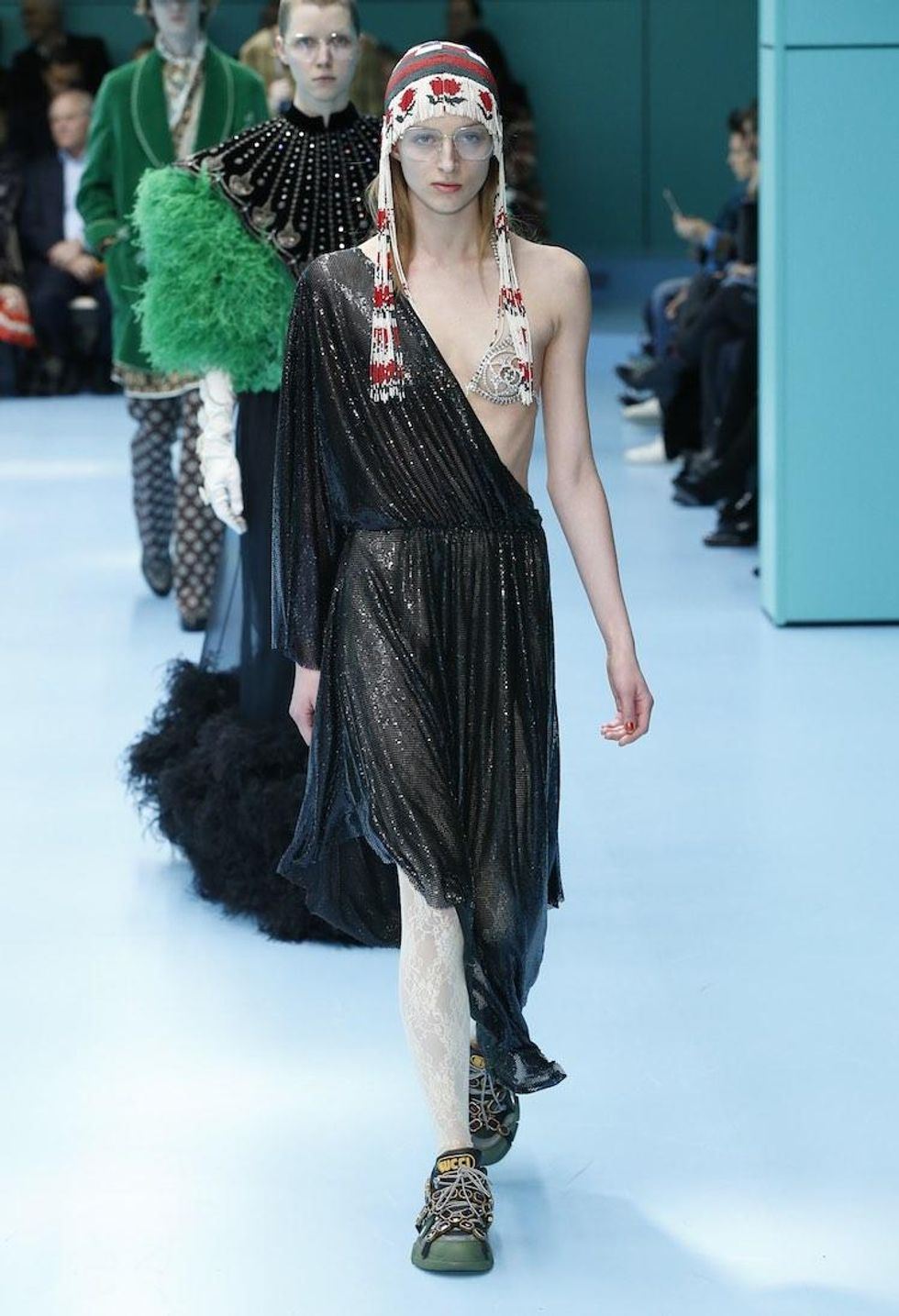 MFW: Gucci Dazzles Us Once Again With Feathers, Severed Heads, & Dragons
