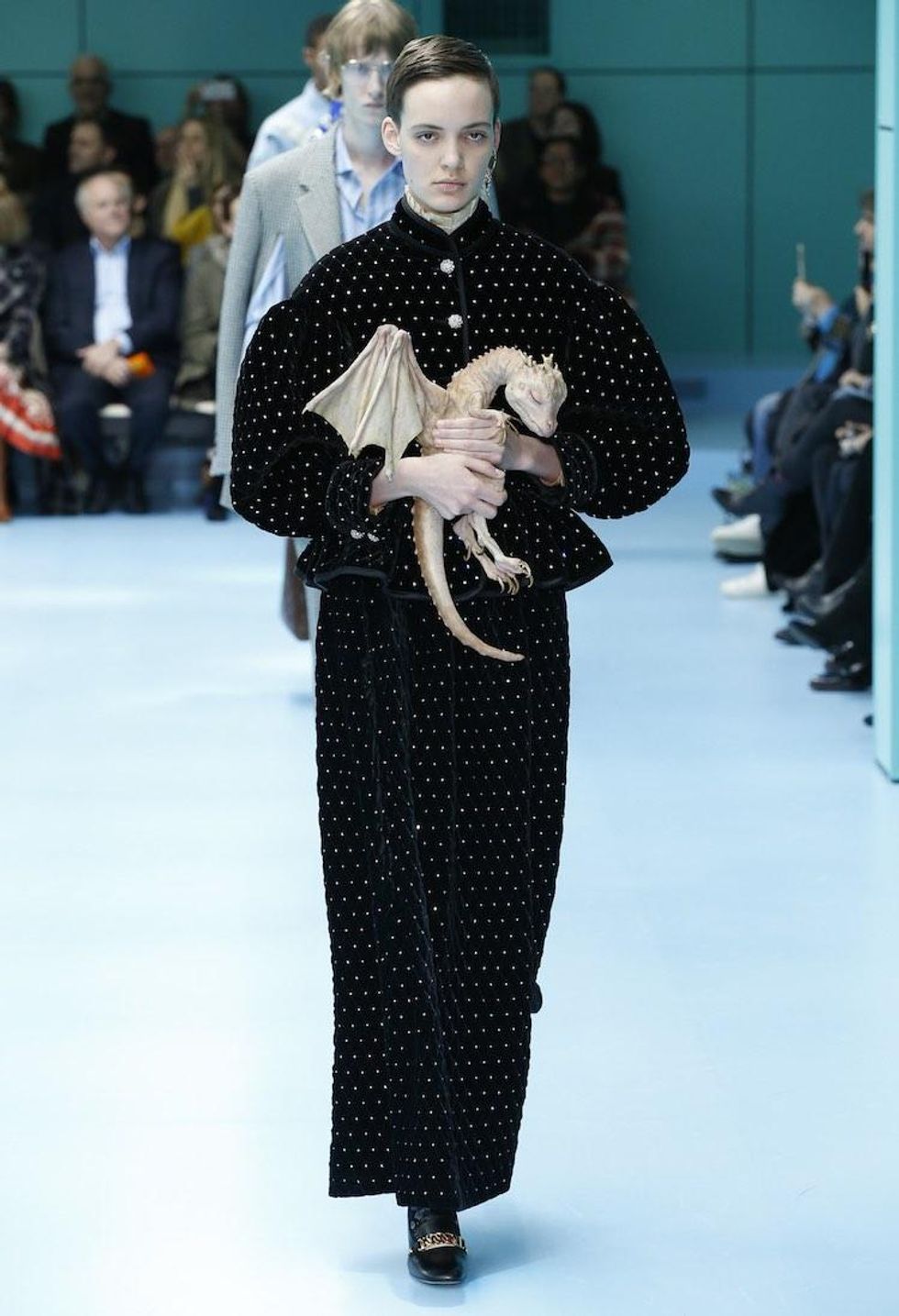 MFW: Gucci Dazzles Us Once Again With Feathers, Severed Heads, & Dragons