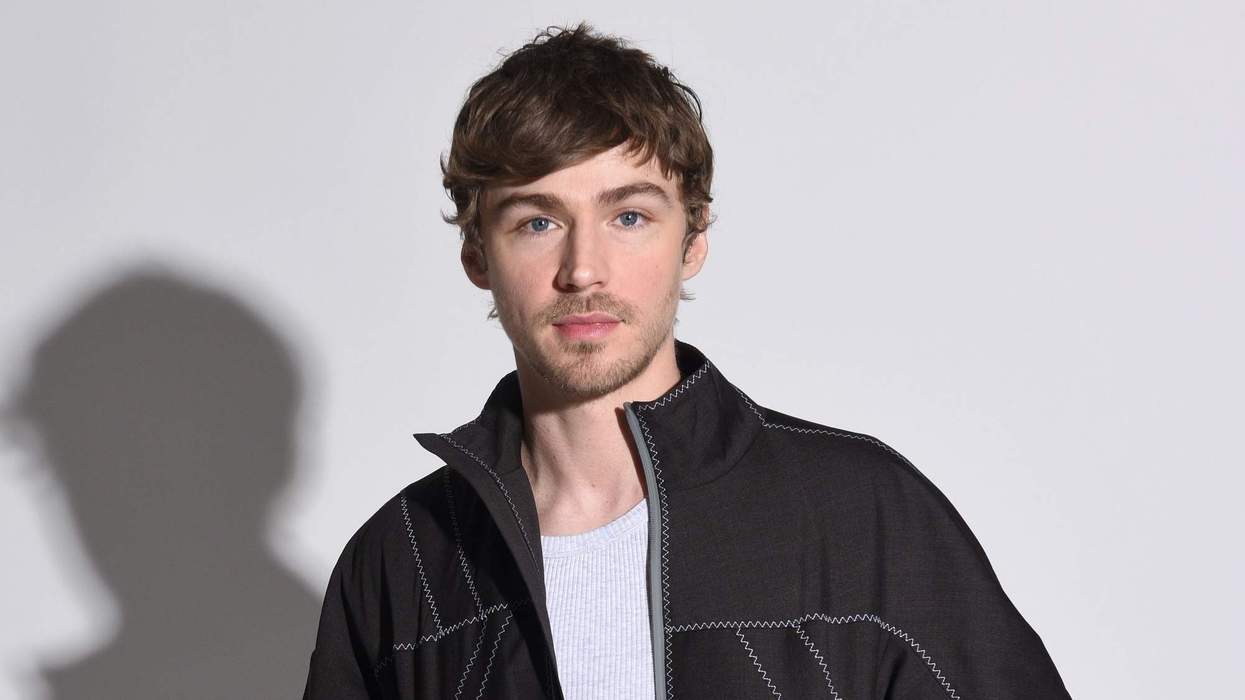 Miles Heizer poses in the IMDb portrait studio at the 2026 GLAAD Media Awards.