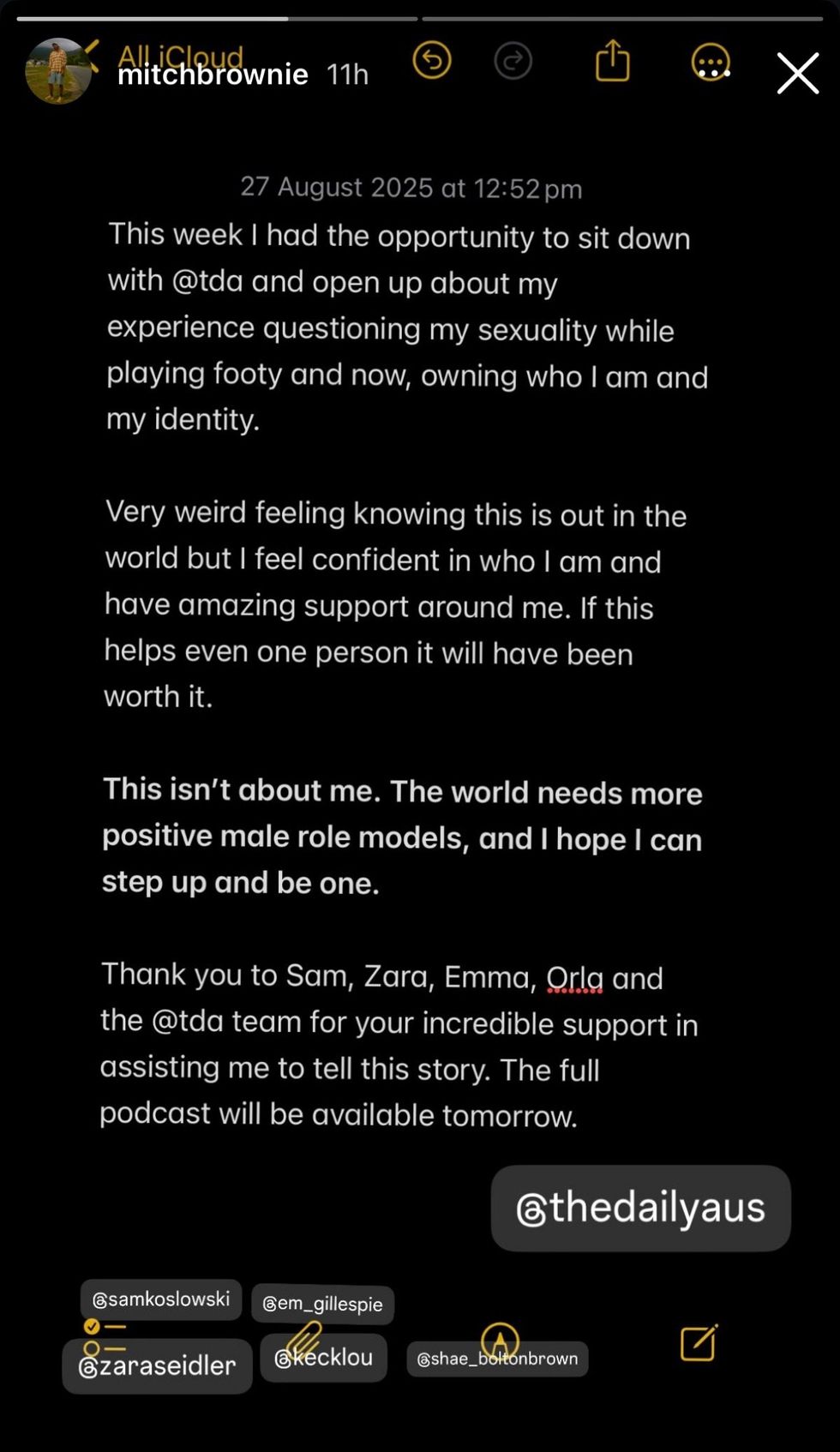 Mitch Brown via Instagram story