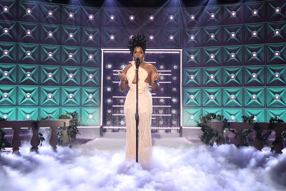 Mon\u00e9t X Change performing on the Variety Show challenge of RuPaul's Drag Race All Stars season 7