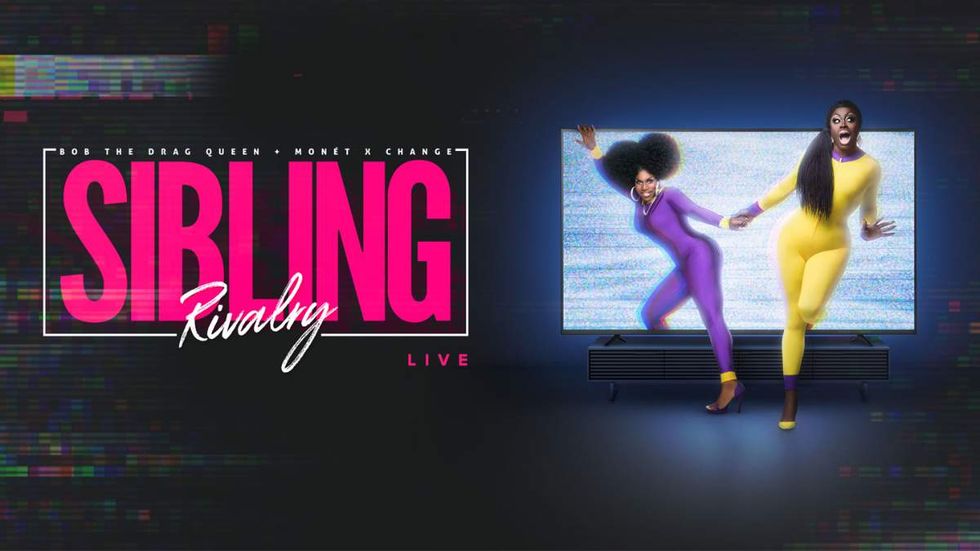 Monet X Change and Bob the Drag Queen in a poster for the Sibling Rivalry Tour