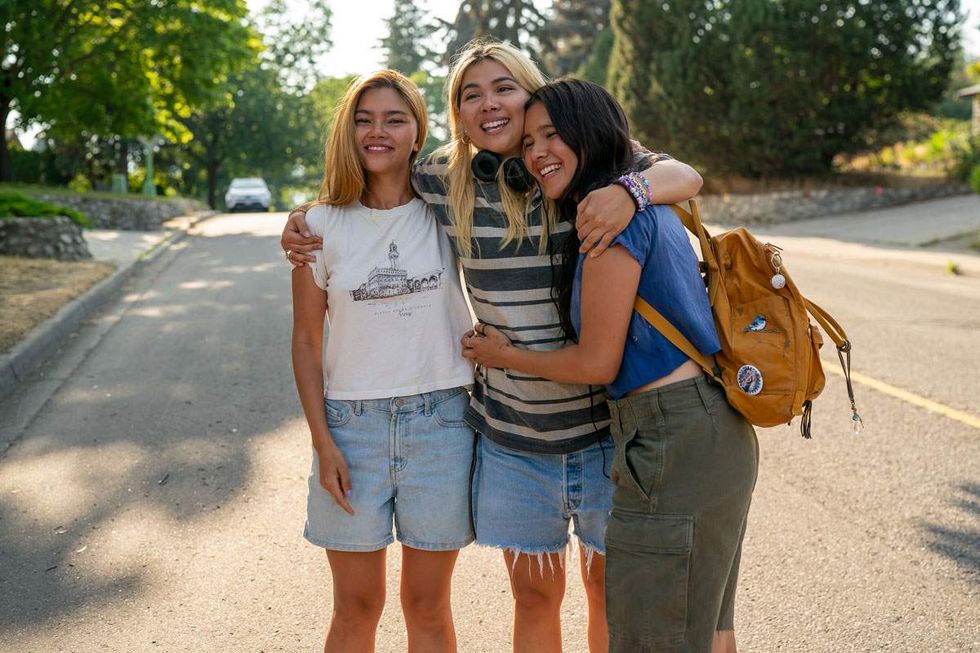 Myra Molloy, Hayley Kiyoko, and Maya da Costa take a break while filming 'Girls Like Girls'