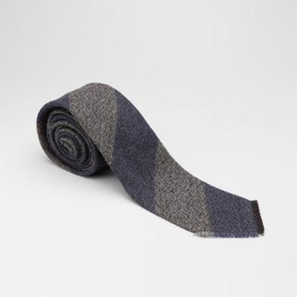 Navy Dark Grey Wool Silk Tie