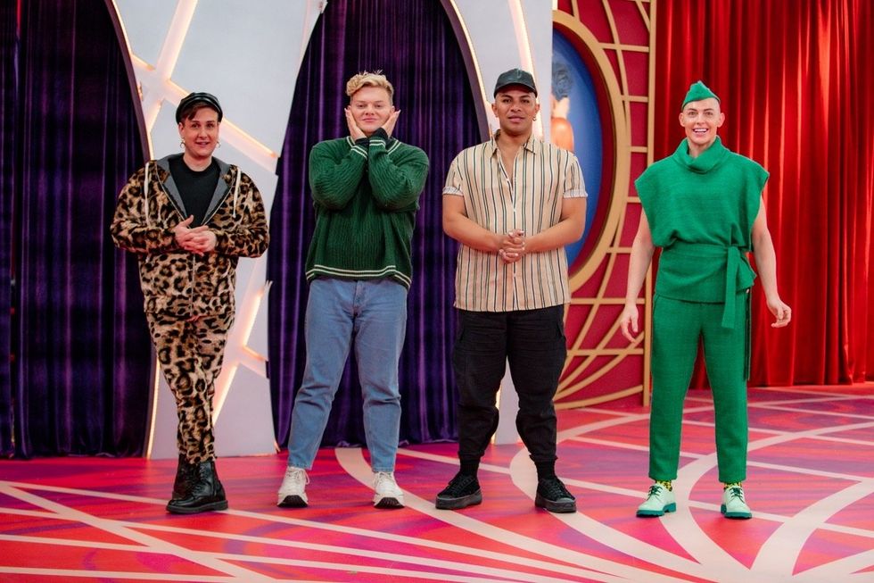 Nehellenia, Kitty Scott-Claus, Kween Kong, and Alyssa Edwards on the RuPaul's Drag Race Global All Stars finale