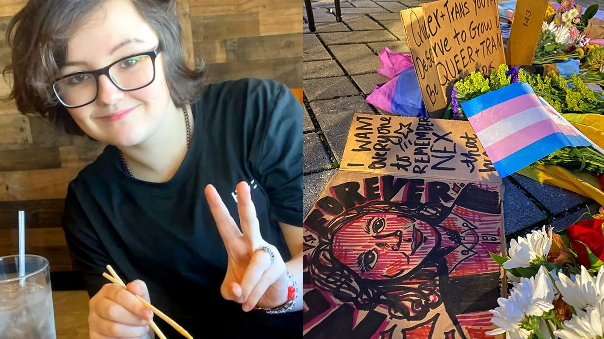 nex-benedict-killed-oklahoma-nonbinary-transgender-twospirit-student-beaten-classmates-bathroom-owasso-high-school-vigil-signs-flags