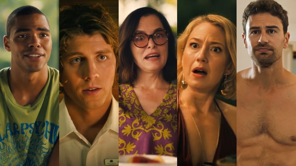 Nicholas Duvernay; Lukas Gage; Parker Posey; Carrie Coon; Theo James on The White Lotus