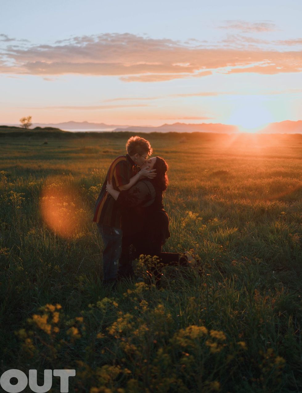 Nikki Blonsky Hailey Jo Jenson Married Announcement Out Magazine exclusive photoshoot Queer Love Spring Sunset Meadow