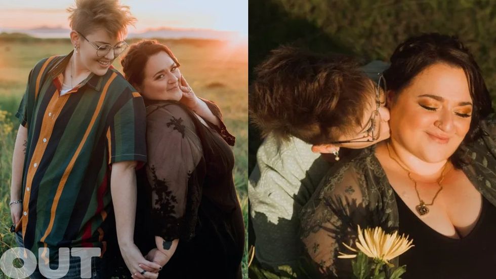 Nikki Blonsky Hailey Jo Jenson Married Announcement Out Magazine exclusive photoshoot Queer Love Spring Sunset Meadow