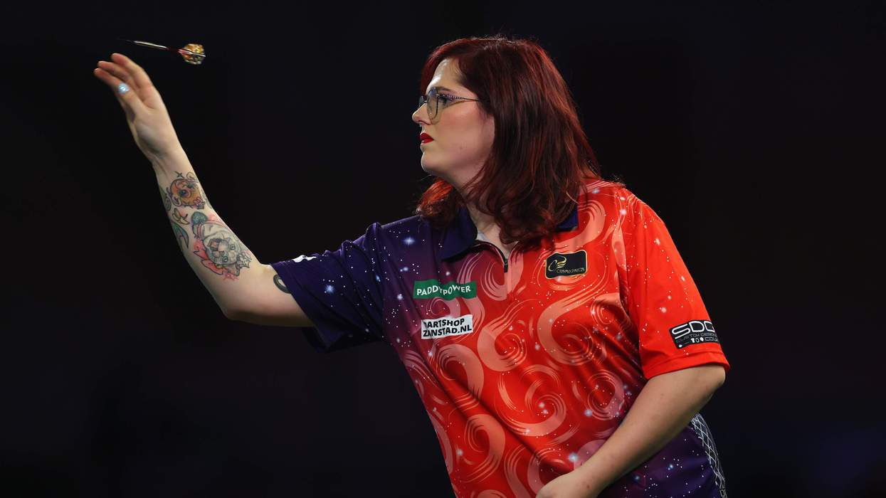 Noa-Lynn van Leuven of the Netherlands in action during day five of the 2025/26 Paddy Power World Darts Championship.