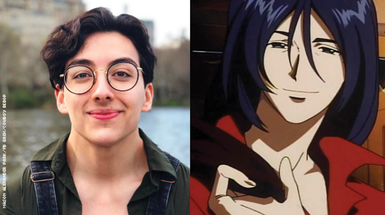 Nonbinary actor Mason Alexander Park, and Gren, an anime character from Cowboy Bebop