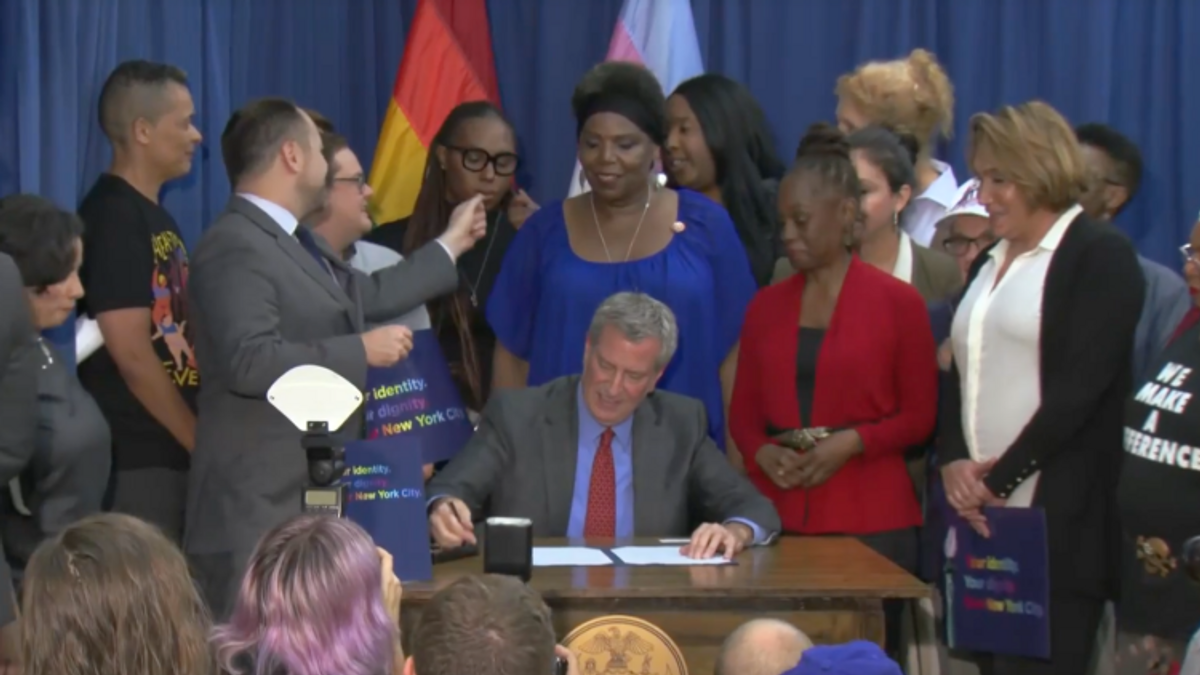 NYC Mayor De Blasio Signs Bill Adding Third Gender to Birth Certificates