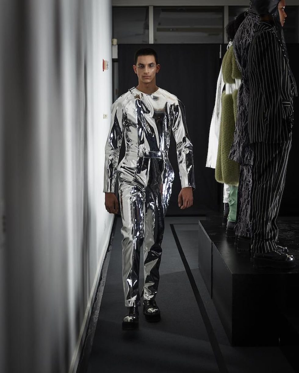 NYFW: Landeros' Metallic, Leather-Clad Fall 18 Presentation