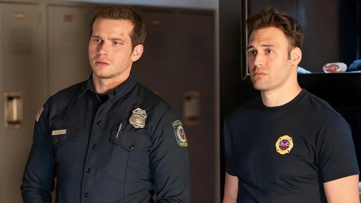 Oliver Stark as Evan Buckley aka Buck and Ryan Guzman as Edmundo Díaz aka Eddie on 9-1-1