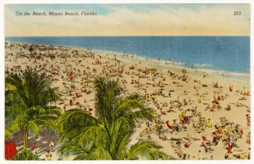 "On the Beach, Miami Beach, Florida," 1930.