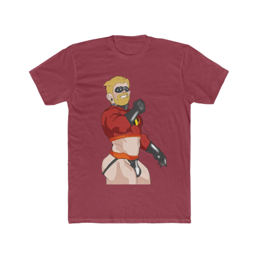One of the Incredibles in a crop top and jockstrap.