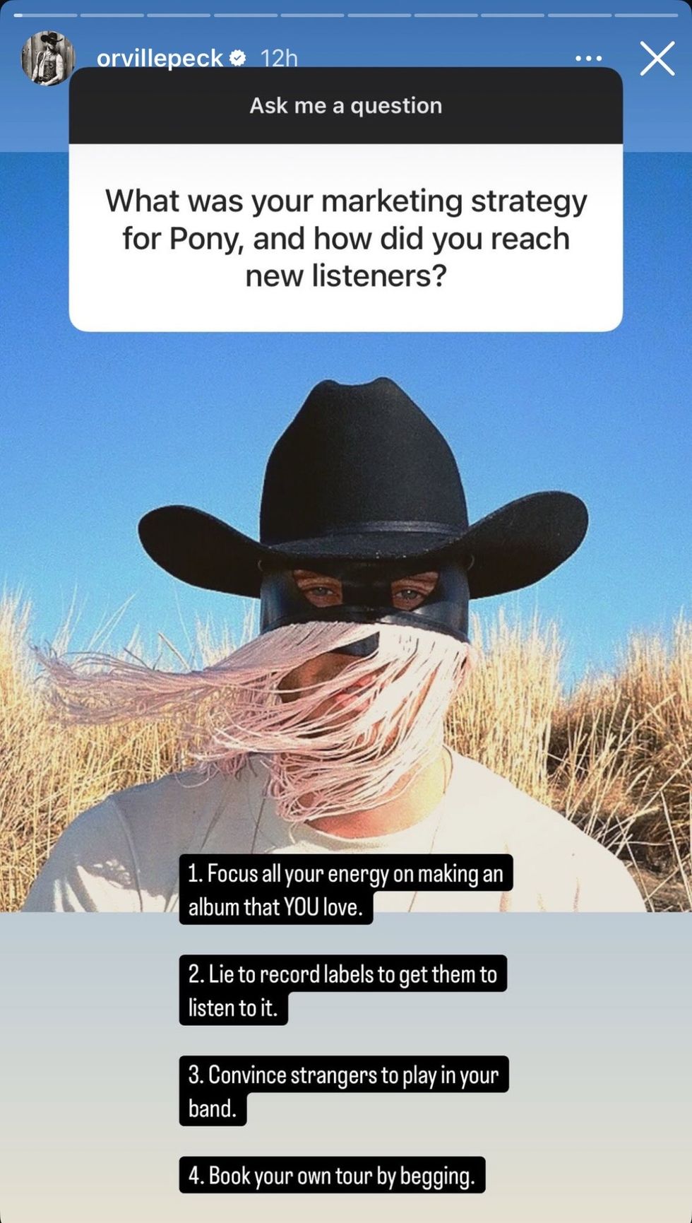 Orville Peck via Instagram story