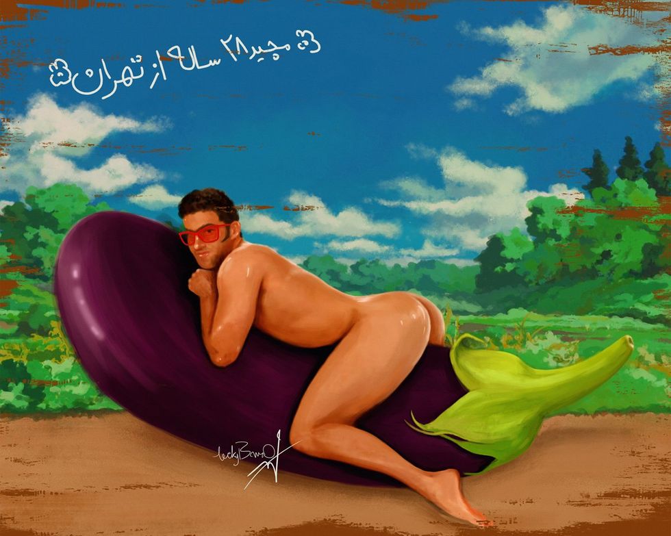 OUT MAGAZINE OPED photo gallery original art gay men middle east digital paintings Luckybamero queer artist living in Iran