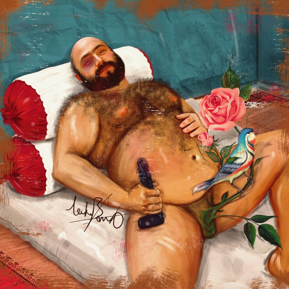 OUT MAGAZINE OPED photo gallery original art gay men middle east digital paintings Luckybamero queer artist living in Iran