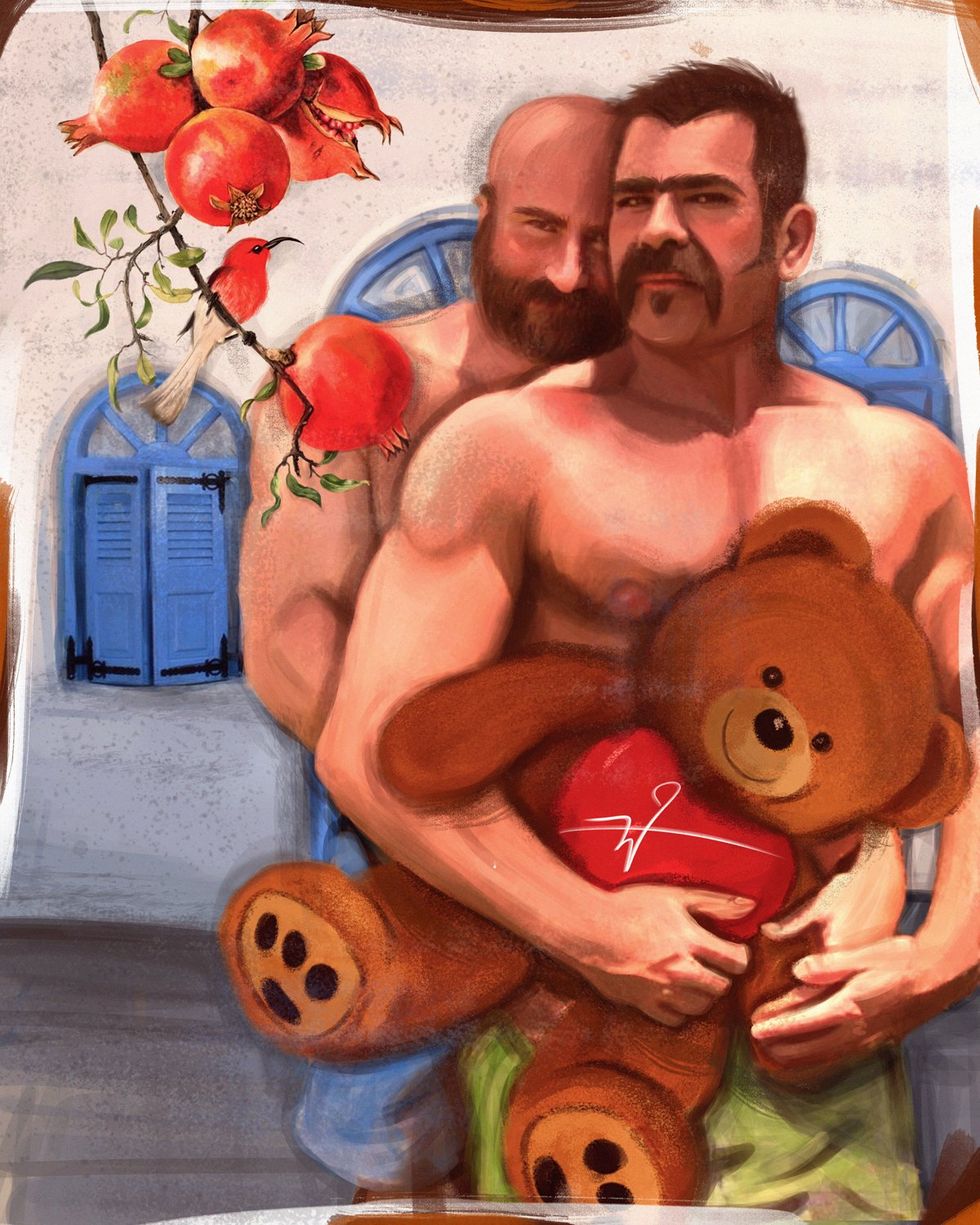 OUT MAGAZINE OPED photo gallery original art gay men middle east digital paintings Luckybamero queer artist living in Iran