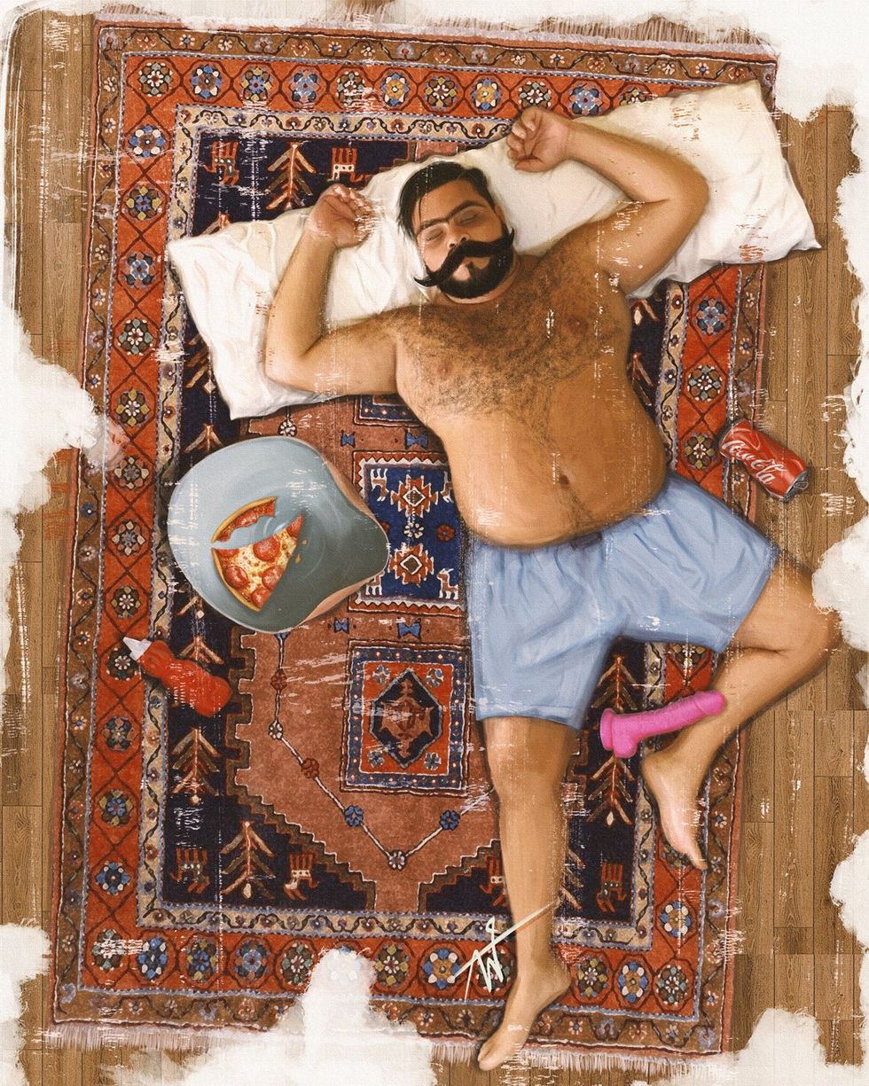 OUT MAGAZINE OPED photo gallery original art gay men middle east digital paintings Luckybamero queer artist living in Iran