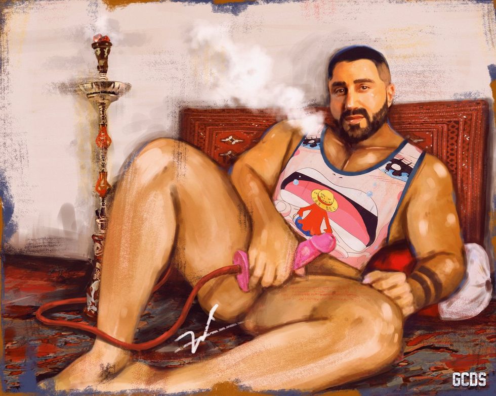 OUT MAGAZINE OPED photo gallery original art gay men middle east digital paintings Luckybamero queer artist living in Iran