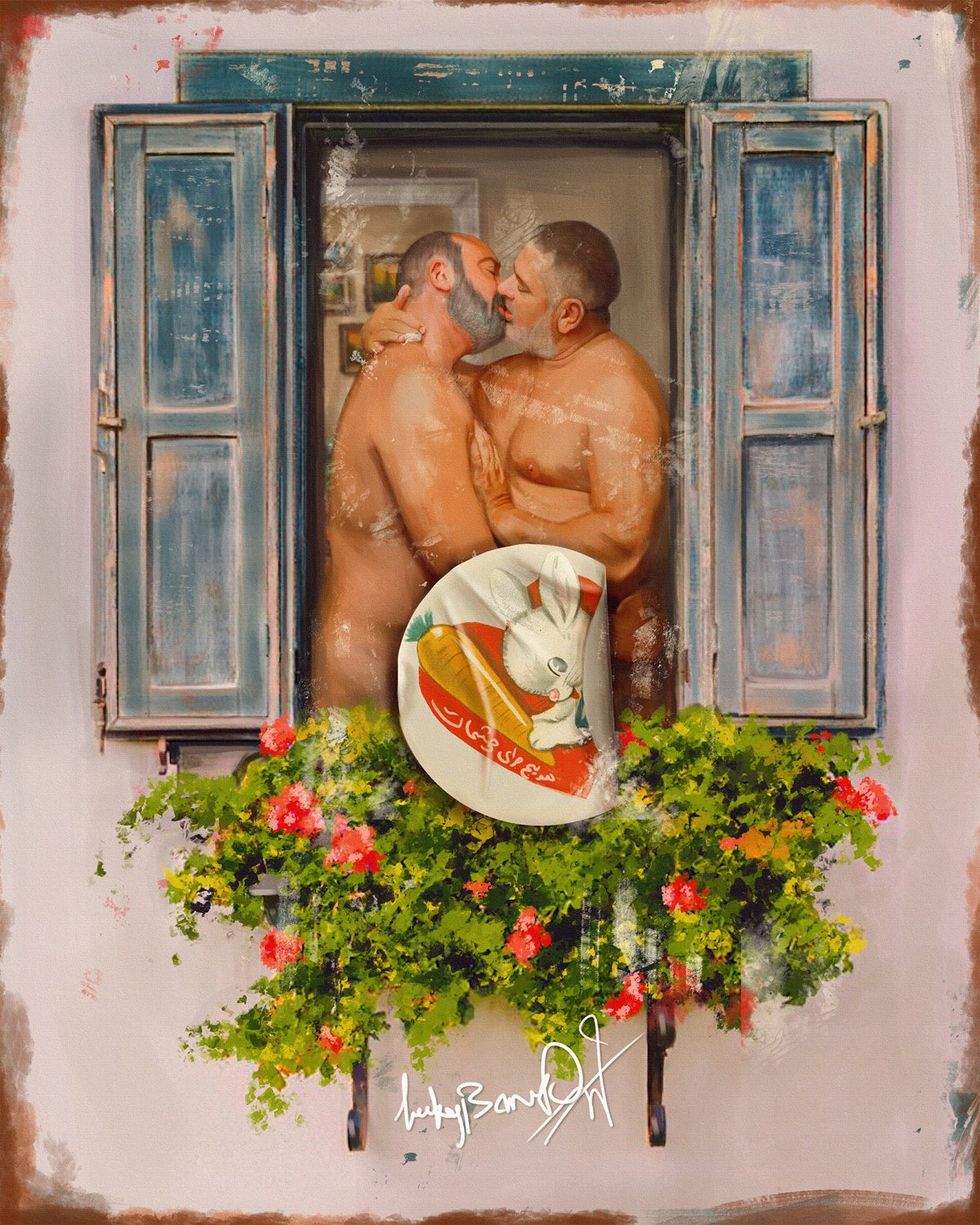 OUT MAGAZINE OPED photo gallery original art gay men middle east digital paintings Luckybamero queer artist living in Iran