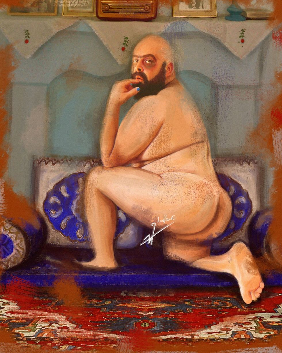 OUT MAGAZINE OPED photo gallery original art gay men middle east digital paintings Luckybamero queer artist living in Iran