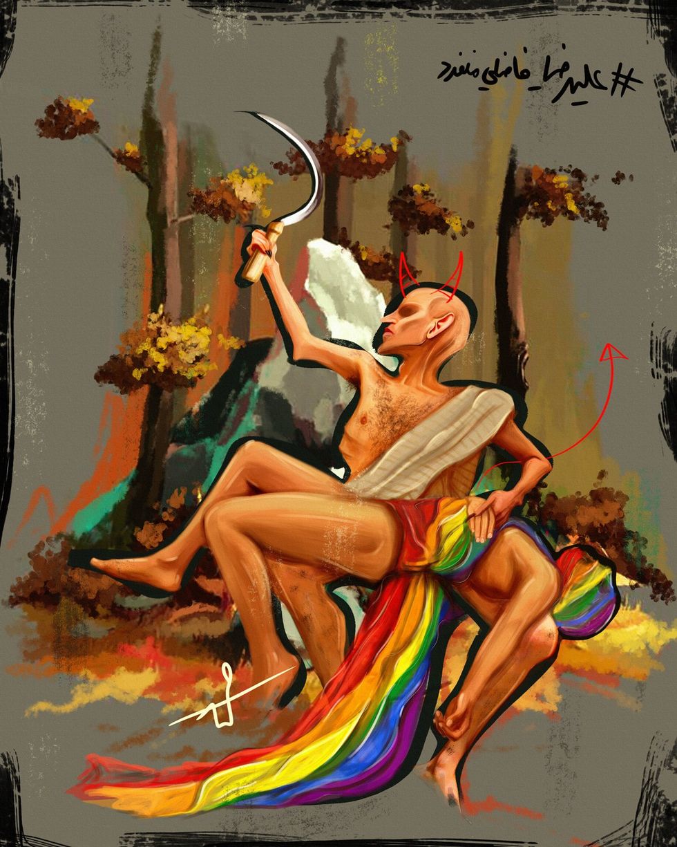 OUT MAGAZINE OPED photo gallery original art gay men middle east digital paintings Luckybamero queer artist living in Iran