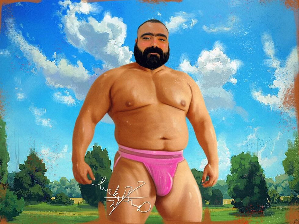 OUT MAGAZINE OPED photo gallery original art gay men middle east digital paintings Luckybamero queer artist living in Iran